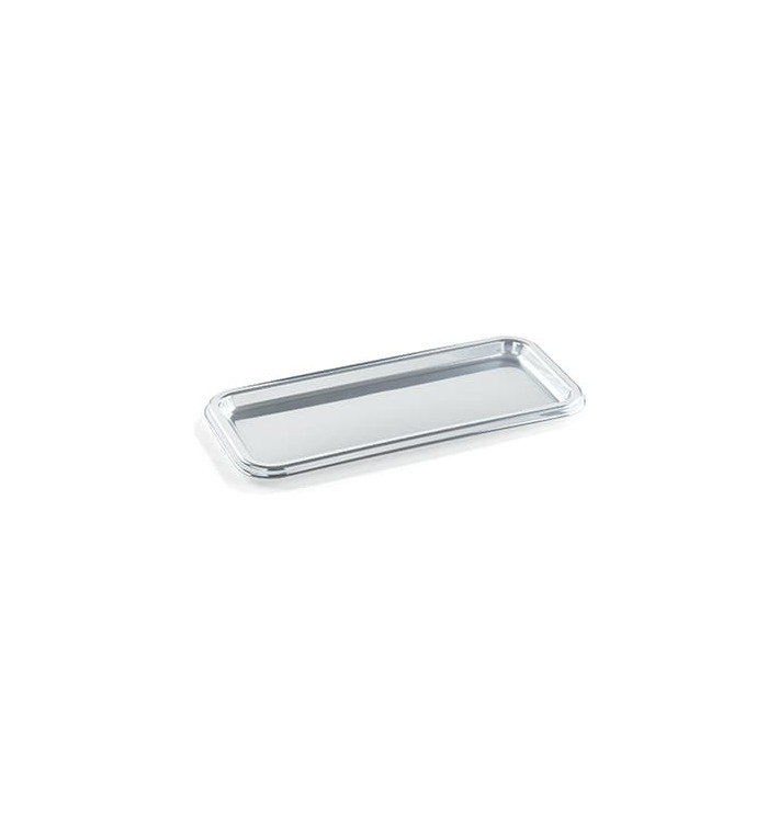 Bandeja Plastico Rectangular Plata 35X16 cm (50 Uds)