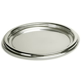 Bandeja Plastico Redonda Plata 30 cm (5 Uds)