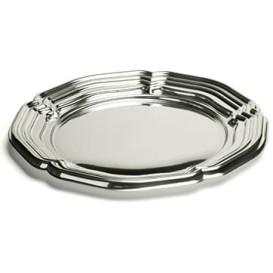 Bandeja Plastico Redonda Plata 34 cm (5 Uds)