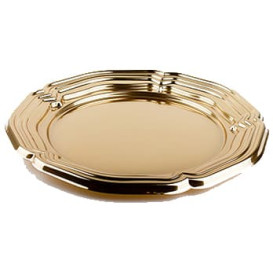 Bandeja Plastico Redonda Oro 34 cm (5 Uds)