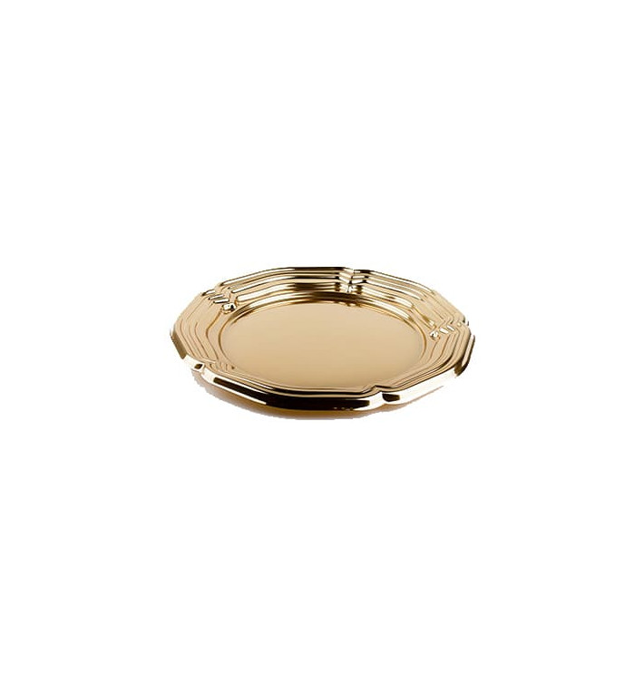 Bandeja Plastico Redonda Oro 34 cm (5 Uds)