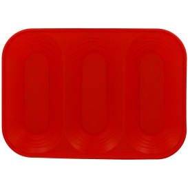 Bandeja roja PP resistente y reutilizable (44x31cm)