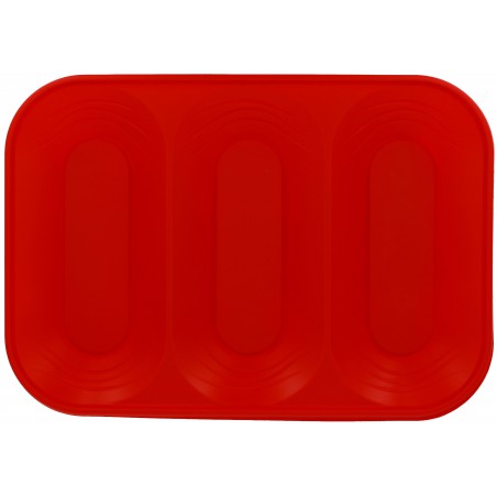 Bandeja Reutilizable PP "X-Table" 3C Rojo 33x23cm (30 Uds)