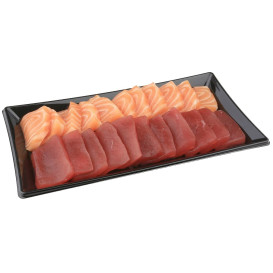 Bandeja Plastico Rectangular Negra 12x22cm (50 Uds)