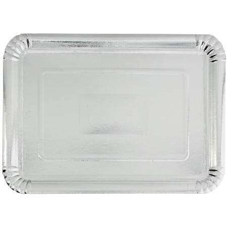 Bandeja de Cartón Rectangular Plateada 18x24cm (100 Uds)