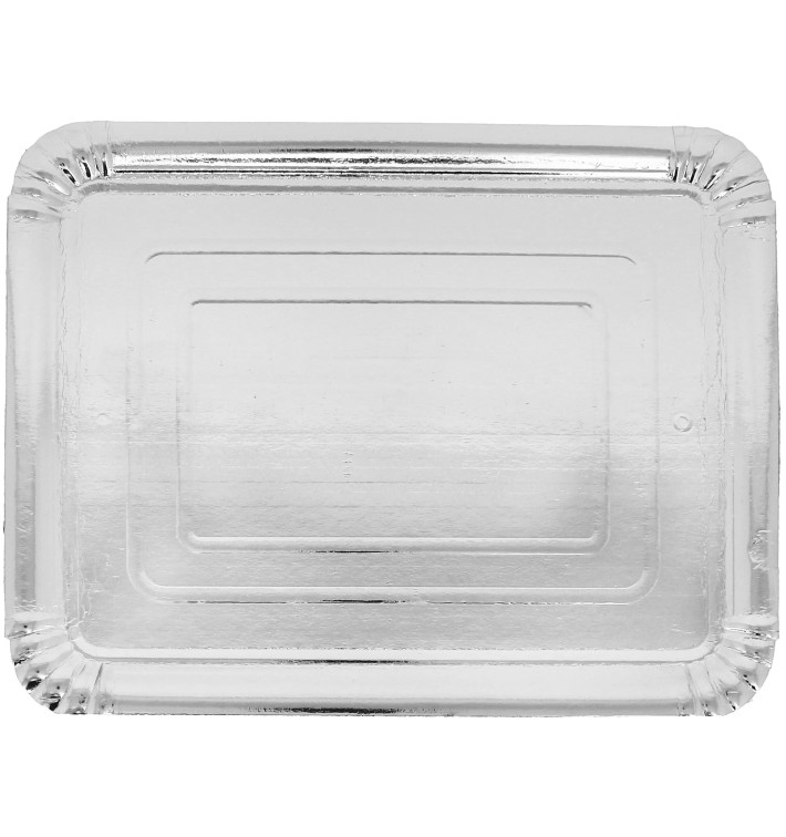 Bandeja de Carton Rectangular Plateada 25x34cm (100 Uds)