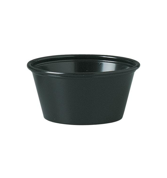 Tarrina de Plastico PS para Salsas Negro 60ml Ø62mm (2500 Uds)