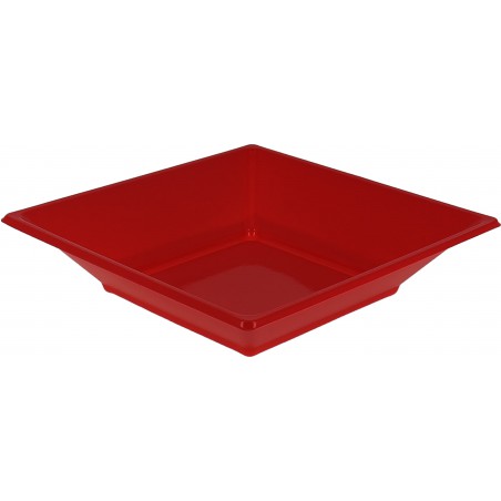 Plato de Plástico Hondo Cuadrado Rojo 170mm (25 Uds)