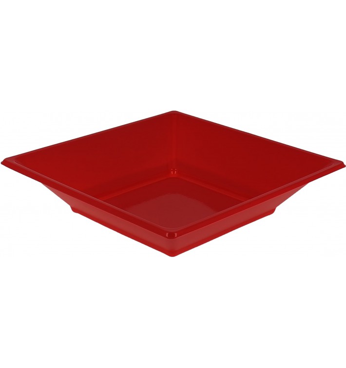 Plato de Plastico Hondo Cuadrado Rojo 170mm (750 Uds)