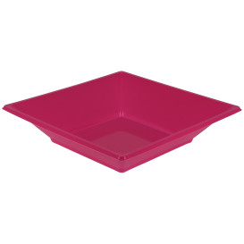 Plato de Plastico Hondo Cuadrado Fucsia 170mm (5 Uds)