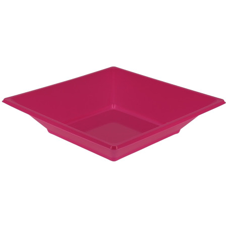 Plato de Plástico Hondo Cuadrado Fucsia 17cm (25 Uds)