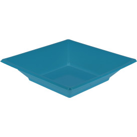 Plato de Plastico Hondo Cuadrado Turquesa 170mm (5 Uds)