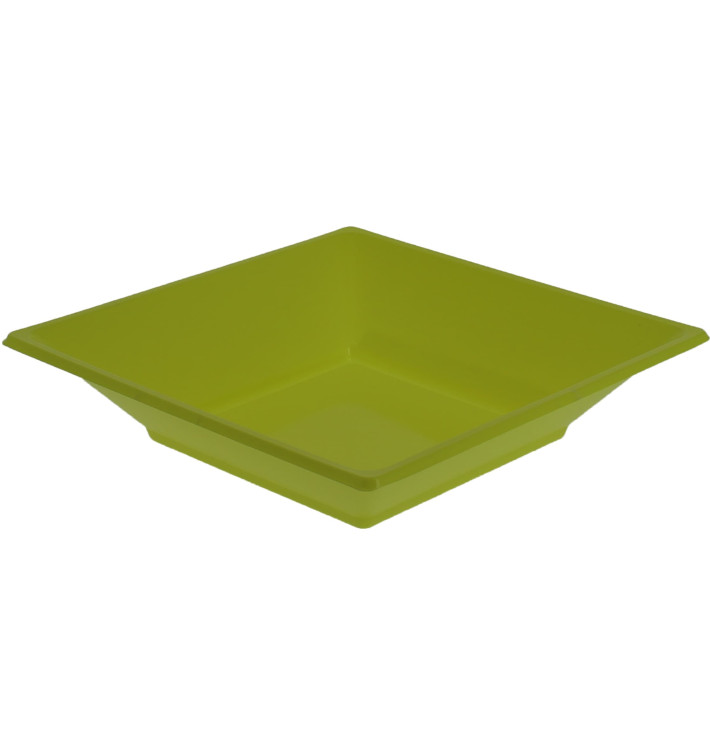 Plato de Plastico Hondo Cuadrado Pistacho 170mm (750 Uds)