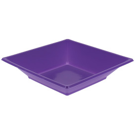 Plato de Plastico Hondo Cuadrado Lila 170mm (5 Uds)