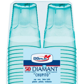 Vaso Plastico Chupito "Diamant" PS Cristal Azul 50ml (50 Uds)