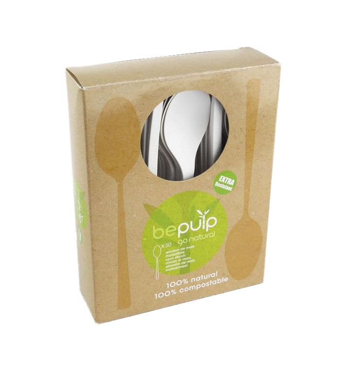 Cuchara Biodegradable PLA Blanco 155mm (50 Uds)