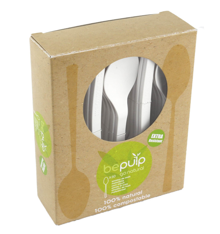Cuchara Biodegradable PLA Blanco 155mm (500 Uds)