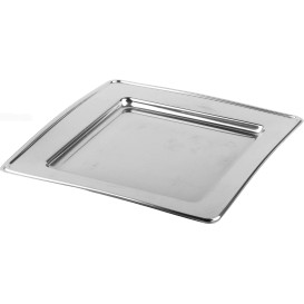 Plato de Plastico PET Cuadrado Plata 18cm (180 Uds)