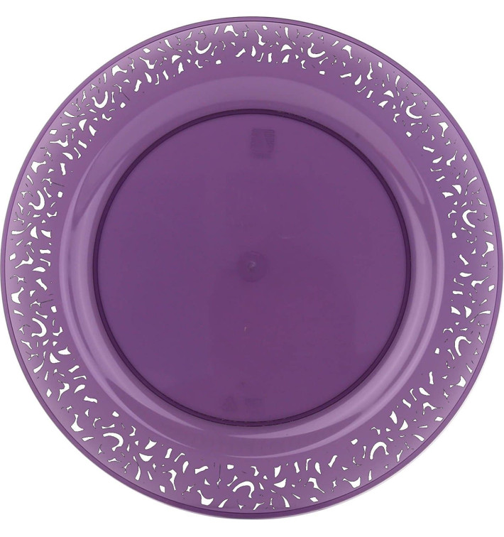 Plato Plastico Redondo "Mandala" Berenjena 19cm (4 Uds)
