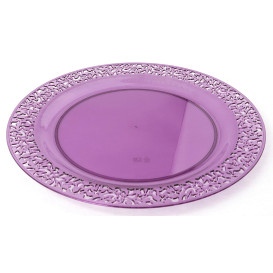 Plato Plastico Redondo "Mandala" Berenjena 19cm (4 Uds)