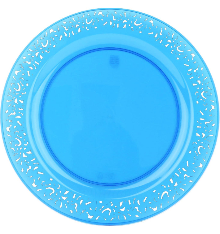 Plato Plastico Redondo "Mandala" Turquesa 19cm (88 Uds)