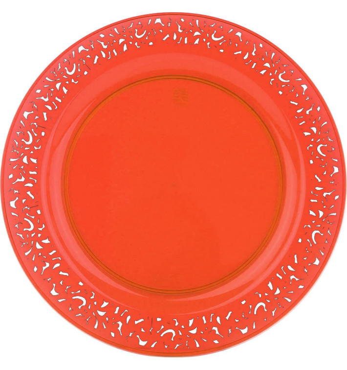 Plato Plastico Redondo "Mandala" Naranja 19cm (4 Uds)