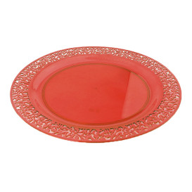 Plato Plastico Redondo "Mandala" Naranja 23cm (4 Uds)