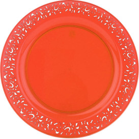 Plato Plastico Redondo "Mandala" Naranja 23cm (4 Uds)