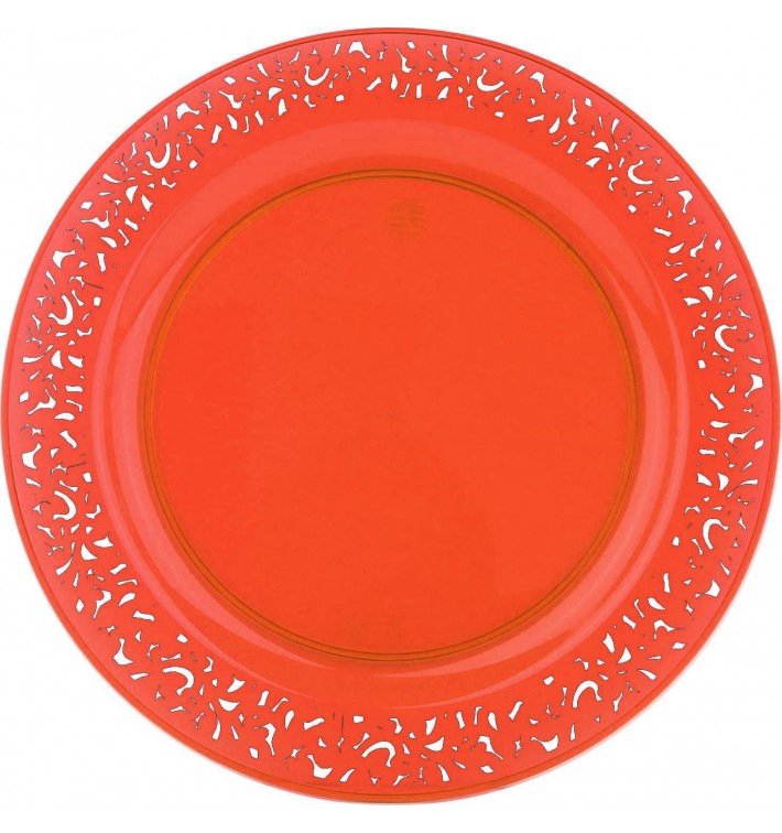Plato Plastico Redondo "Mandala" Naranja 23cm (4 Uds)