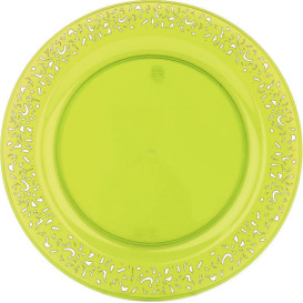 Plato Plastico Redondo "Mandala" Verde 19cm (4 Uds)