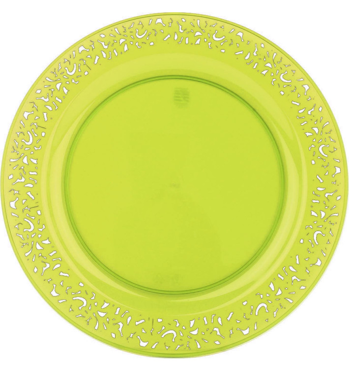 Plato Plastico Redondo "Mandala" Verde 19cm (4 Uds)