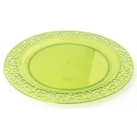 Plato Plastico Redondo "Mandala" Verde 23cm (4 Uds)