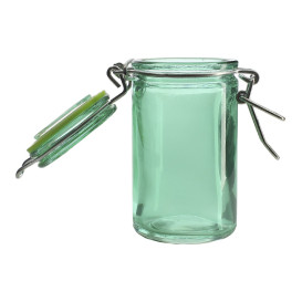 Tarro de Vidrio Hermético Verde 70ml Ø4,5x8cm (8 Uds)