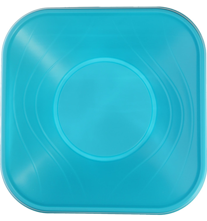 Bol de Plastico PP "X-Table" Cuadrado Turquesa 180x180mm (8 Uds)