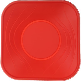 Bol de Plastico PP "X-Table" Cuadrado Rojo 180x180mm (8 Uds)