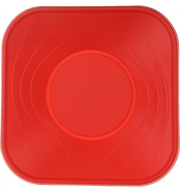 Bol de Plastico PP "X-Table" Cuadrado Rojo 180x180mm (8 Uds)
