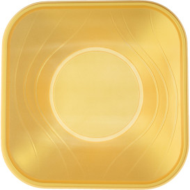 Bol de Plastico PP "X-Table" Cuadrado Oro 180x180mm (8 Uds)