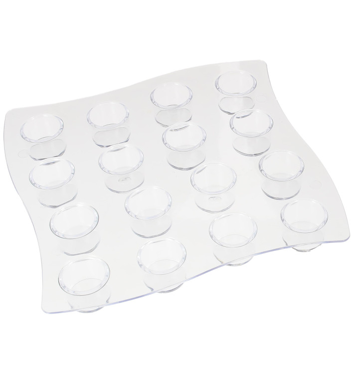 Soporte 16 Vasos Trans. 15,5x15,5x1,6cm (2 Uds) Soporte 16 Vasos Trans. 15,5x15,5x1,6cm (2 Uds)
