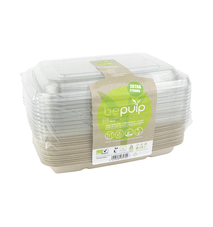 Kit Envases Caña de Azúcar+tapa 230x160x50mm (6 Kits) Kit Envases Caña de Azúcar+tapa 230x160x50mm (6 Kits)