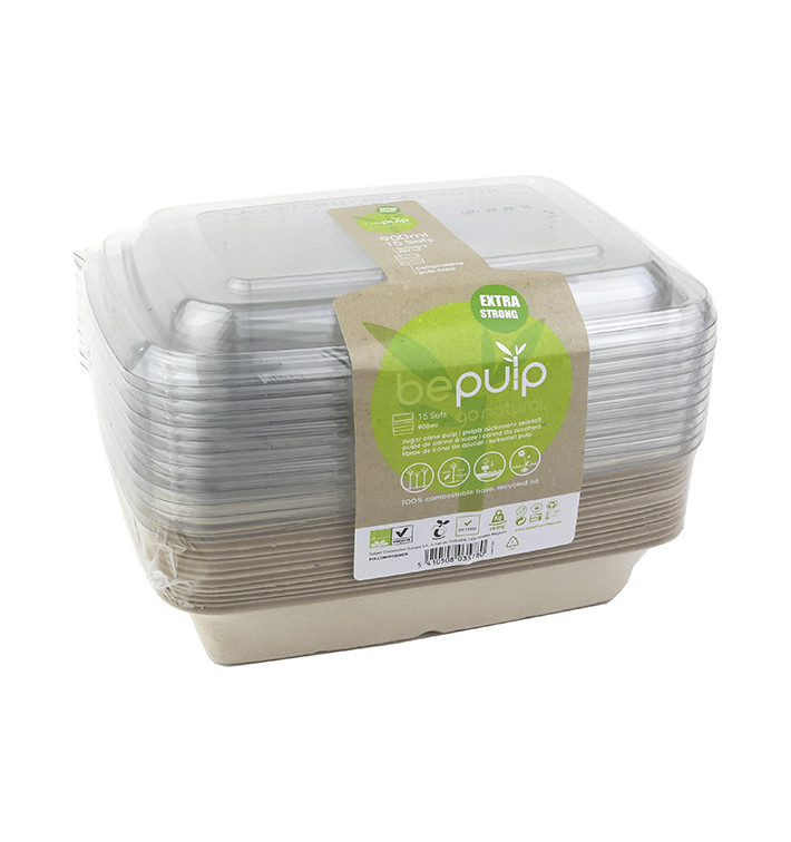 Kit Envases Caña de Azúcar+tapa 230x160x60mm (1 Kit) Kit Envases Caña de Azúcar+tapa 230x160x60mm (1 Kit)