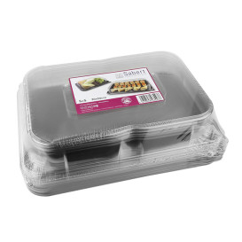 Bandeja Plastico Negra + tapa 35x24cm (5 Uds)