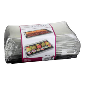  Bandeja Plastico Negra + tapa 12x22cm (15 Uds)