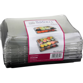 Bandeja Plastico Negra + tapa 16x22cm (120 Uds)