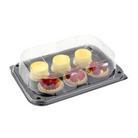 Bandeja Plastico Negro + tapa 24x17cm (1 Kit)