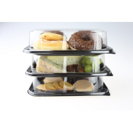 Bandeja Plastico Negro + tapa 24x17cm (1 Kit)