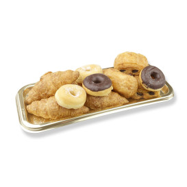 Bandeja Plastico Rectangular Oro 35x16cm (5 Uds)
