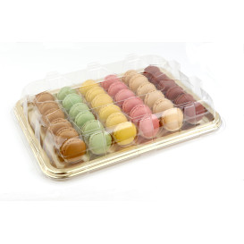 Bandeja Plastico Rectangular Oro 35x24 cm (5 Uds)