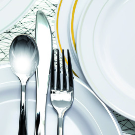 Tenedor de Plastico Metalizado 150mm (50 Uds)