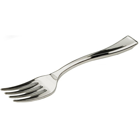 Mini Tenedor de Plástico Metalizado 100mm (100 Uds)