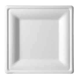 Plato Cuadrado Caña de Azucar Blanco 150x150mm (25 Uds)